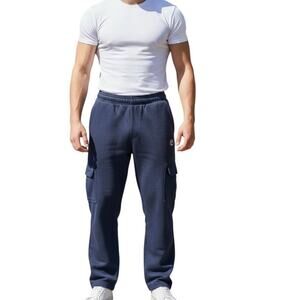 Vintage Protege Cargo Style Sweatpants, Loose Fit, Navy Blue, Men's Size L